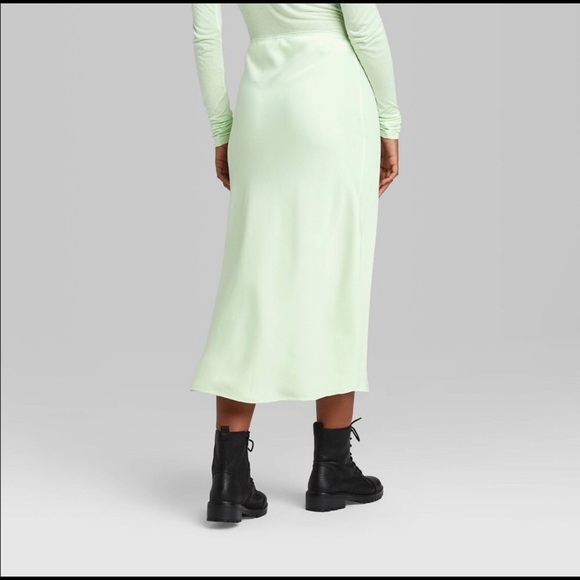 Wild Fable Mint Lime Green Midi Slip Skirt - Picture 5 of 13